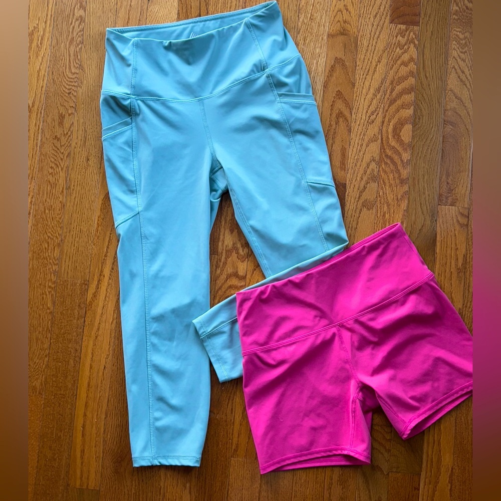 RBX bundle of 1 calf mint leggings and 1 pair of pink shorts in size M
